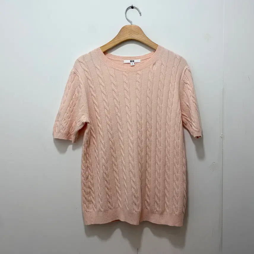 [BUNJANG] Uniqlo Women's Short Sleeve Knit Pink XL / Uniqlo 유니클로 반팔 니트 핑크 (여성XL)
