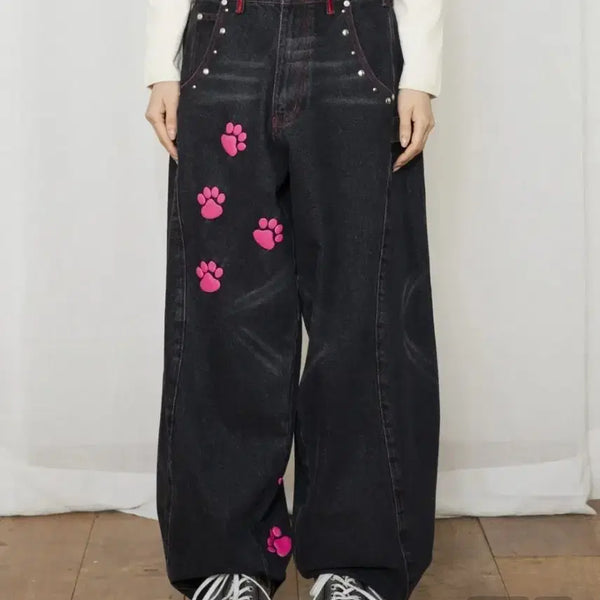 [BUNJANG] Lunakihhu Miyong Hotfix Denim Pants Black Size 1 / 루나키후 미야옹 핫픽스 데님 팬츠 블랙 1사이즈