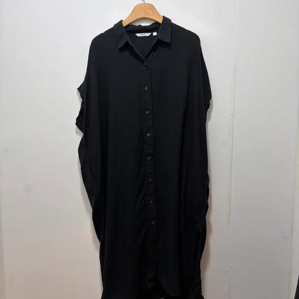 [BUNJANG] Uniqlo Linen Shirt Dress Black / Uniqlo 유니클로 린넨 셔츠 원피스 블랙 (여성S~M)