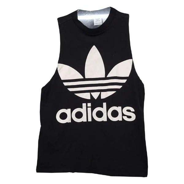 [BUNJANG] Adidas Printed Black Sleeveless Tank Top / 아디다스 프린팅 블랙 민소매 나시 UK 10 / US S / J OT / CDN S/P / D 36 / F 38 / E 36 / I 42