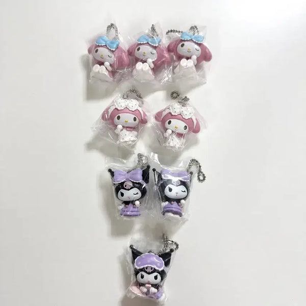 [BUNJANG] Sanrio My Melody Kuromi Pajama Figure Keyring / 산리오 마이멜로디 쿠로미 파자마 피규어 키링 팝핑캔디