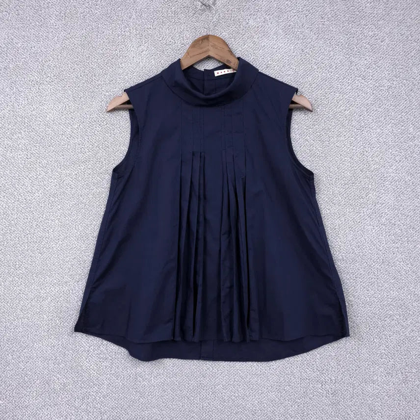 [BUNJANG] Marni x Uniqlo 22SS Women's Pleated Sleeveless Blouse / 마르니 x 유니클로 22SS 여성 플리츠 슬리브리스 민소매 블라우스 55-66