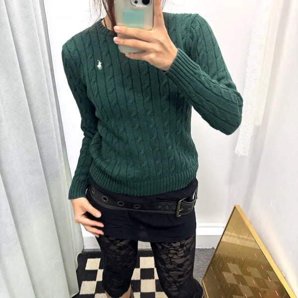 [BUNJANG] Polo Green Cable Knit Sweater SP / 폴로 그린 케이블니트