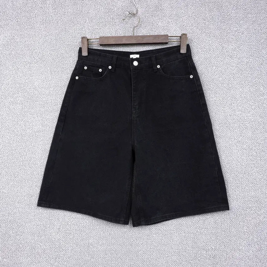 [BUNJANG] UGST Black High-Waisted Bermuda Denim Shorts / UGST [어그스트] 여성 버뮤다 흑청 블랙 하이웨스트 데님 반바지 M-L