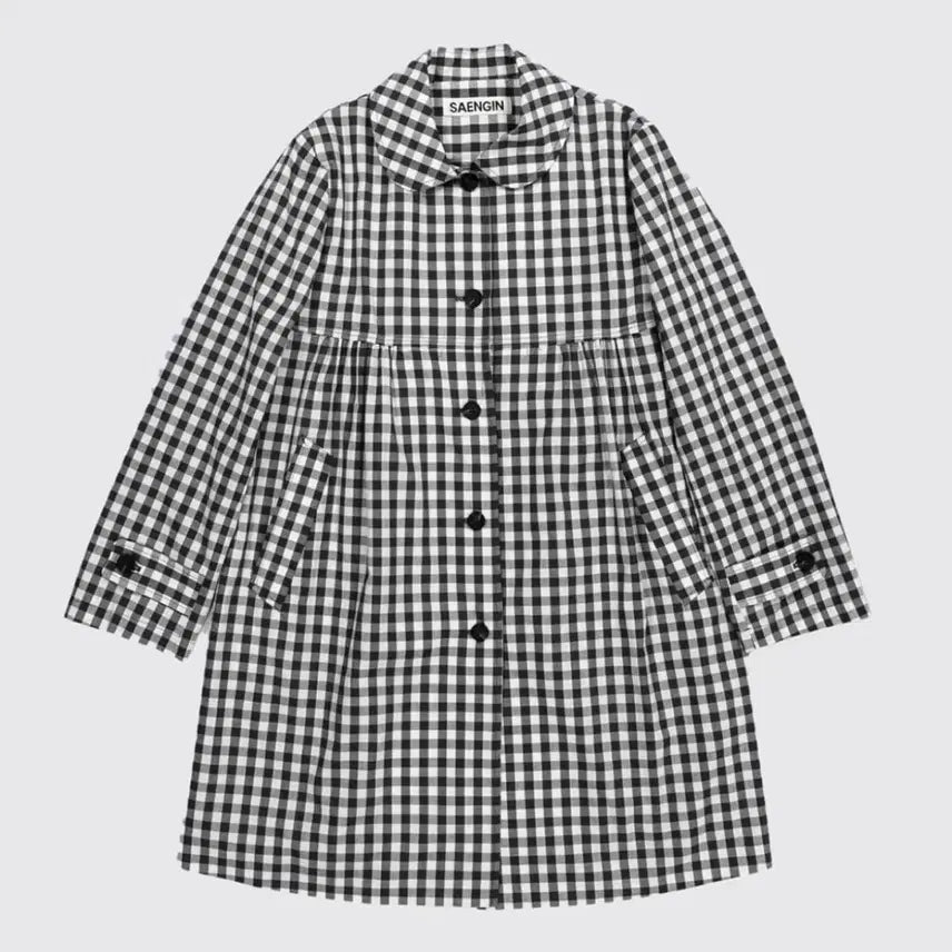 [BUNJANG] Gingham Check Shirred Coat / 생긴스튜디오 깅엄 체크 셔링 코트