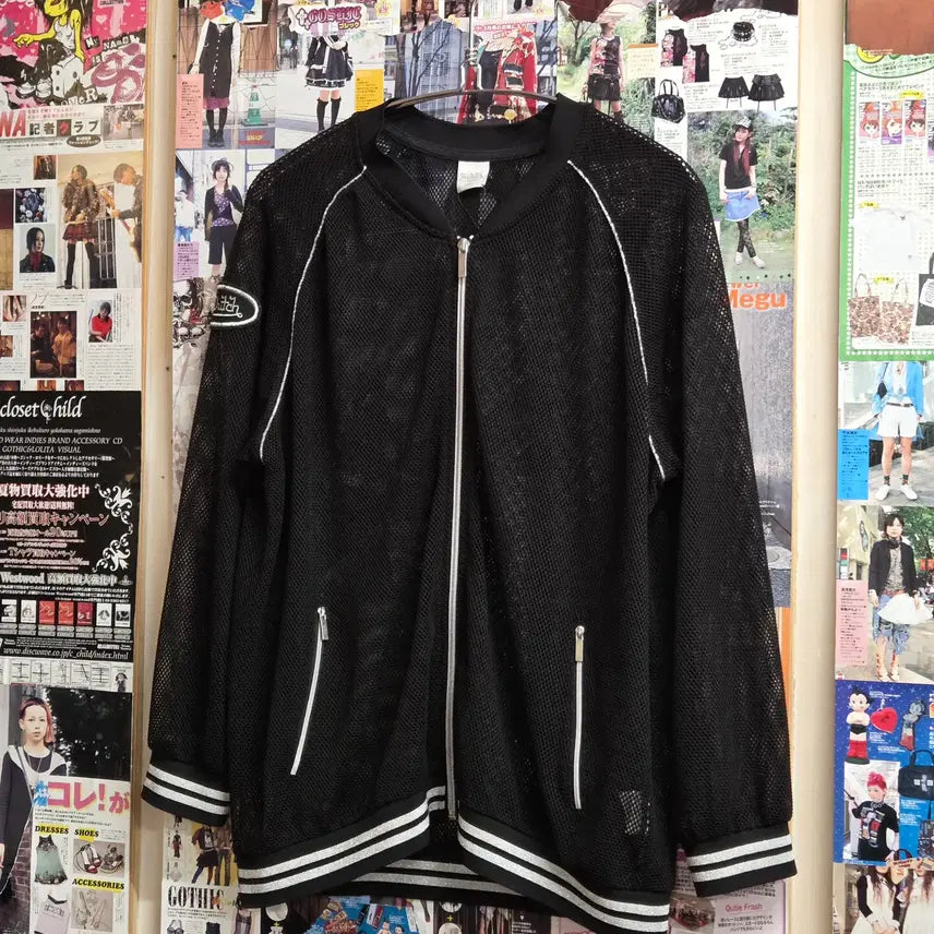 [BUNJANG] Bonder Chi Mesh Black Zip-Up Jacket / 본더치 메쉬 블랙 집업