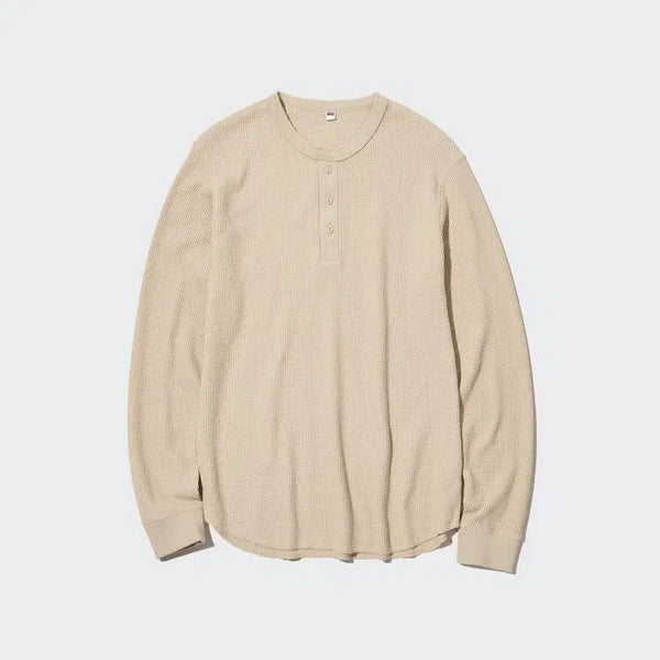 [BUNJANG] Uniqlo Waffle Henley Long Sleeve / 새상품) 유니클로 와플 헨리넥 롱슬리브