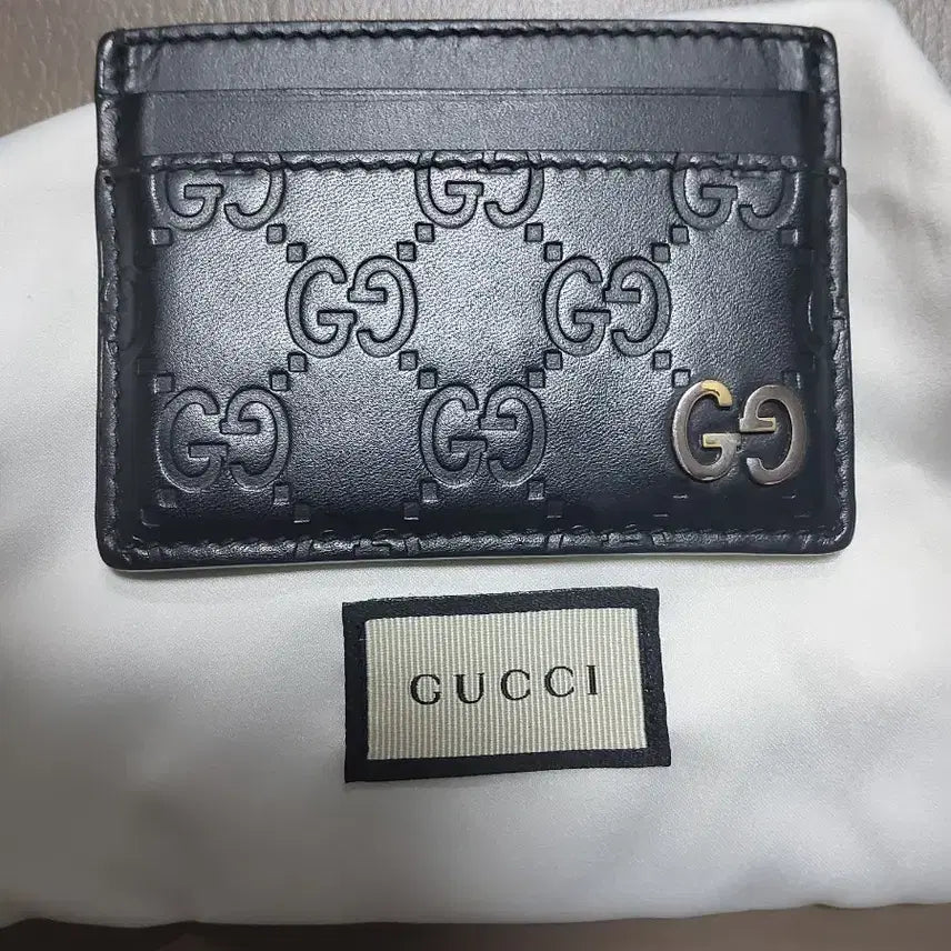[BUNJANG] Gucci Embossed GG Logo Card Holder Black / 구찌 카드 지갑 블랙