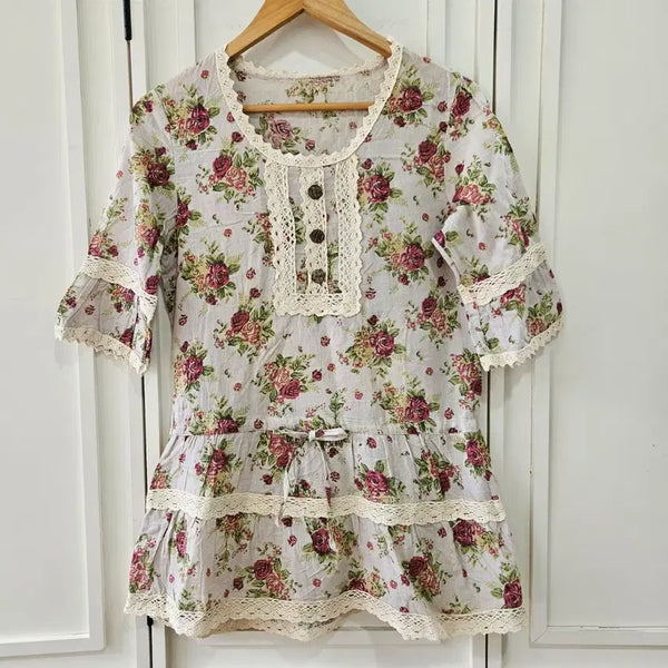 [BUNJANG] Vintage Rose Lace Tunic Dress / 빈티지 로즈 레이스 튜닉 원피스