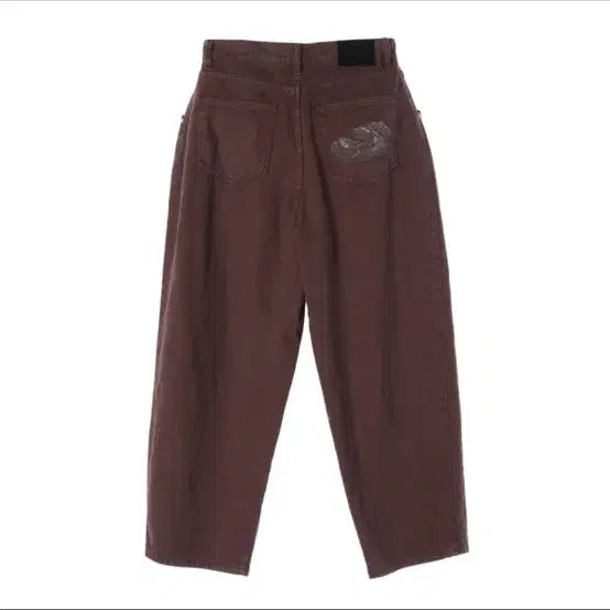 [BUNJANG] Brown Wide Fit Denim Pants with Embroidered Detail / 갈색 와이드 핏 데님 팬츠