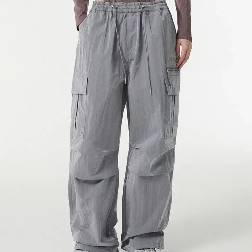 [BUNJANG] Women's Bright Parachute Cargo Pants [Gray] / 우먼즈 브라이트 파라슈트 카고 팬츠 [그레이]