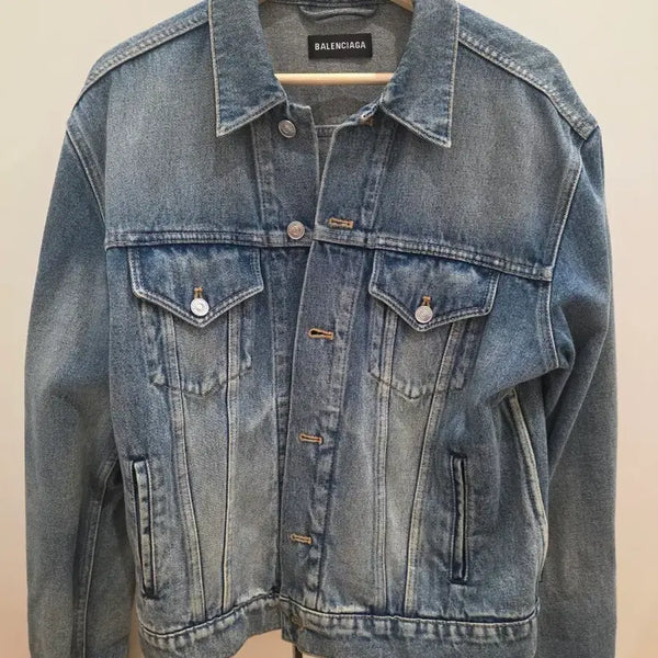 [BUNJANG] Balenciaga Wave Logo Denim Jacket / 발렌시아가 웨이브로고 청 자켓