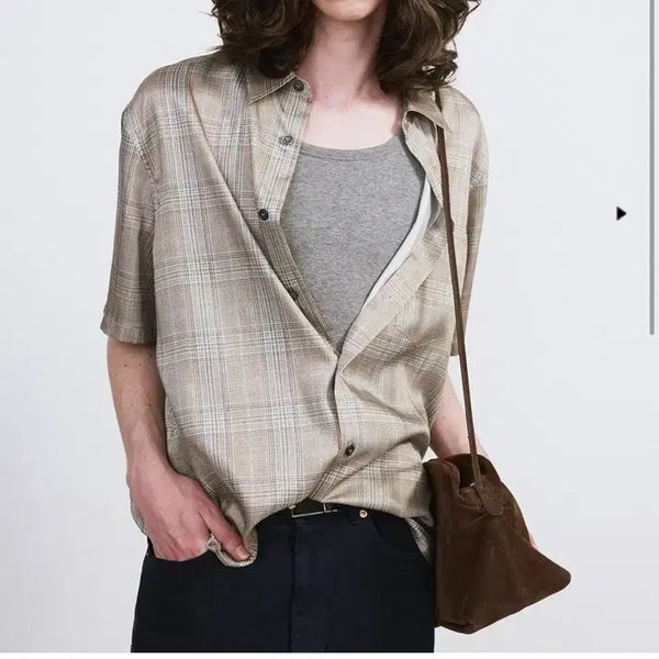 [BUNJANG] Recto 70s Vintage Check Shirt Beige Khaki M / 렉토 70S 빈티지 체크 셔츠 베이지 카키 M