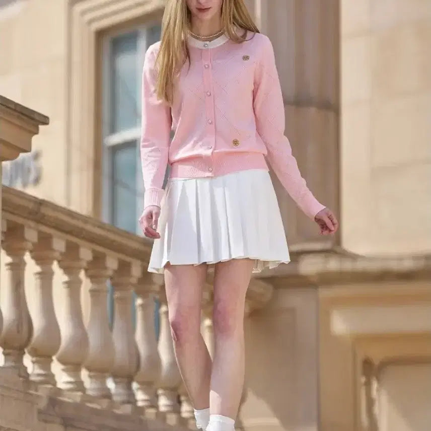 [BUNJANG] Pearlier Golf Pink Round Cardigan (Size M) / [정품/새상품] 페어라이어 골프 핑크 라운드 가디건 M