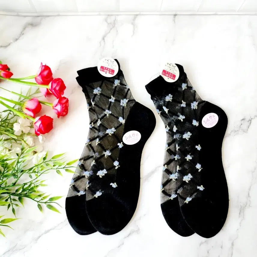 [BUNJANG] Silk Blend See-Through Socks (2 Pairs) / 일본구매 실크혼방 시스루삭스2족