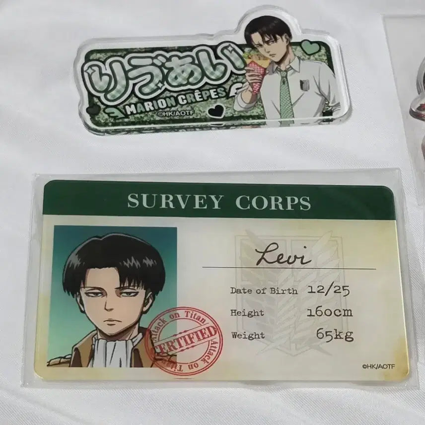 [BUNJANG] Attack on Titan Levi Acrylic Name Tag & ID Card Bundle / 진격의거인 진격거 리바이 아크릴명찰 아크릴 ID카드 일괄