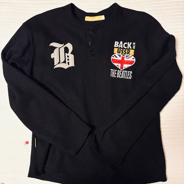 [BUNJANG] Beatles Waffle Turn Henley Neck T-shirt (Black) / [비틀즈] 와플턴 헨리넥 티셔츠(블랙) 메인부스