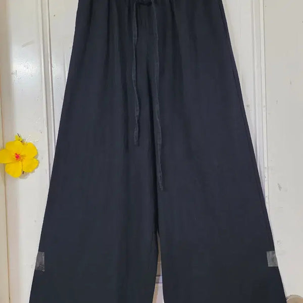 [BUNJANG] Comfortable Cotton Wide-Leg Pants with Elastic Waistband / 여름 초가을 고급스러운 디자인이쁜 면,밴딩,와이드 통바지