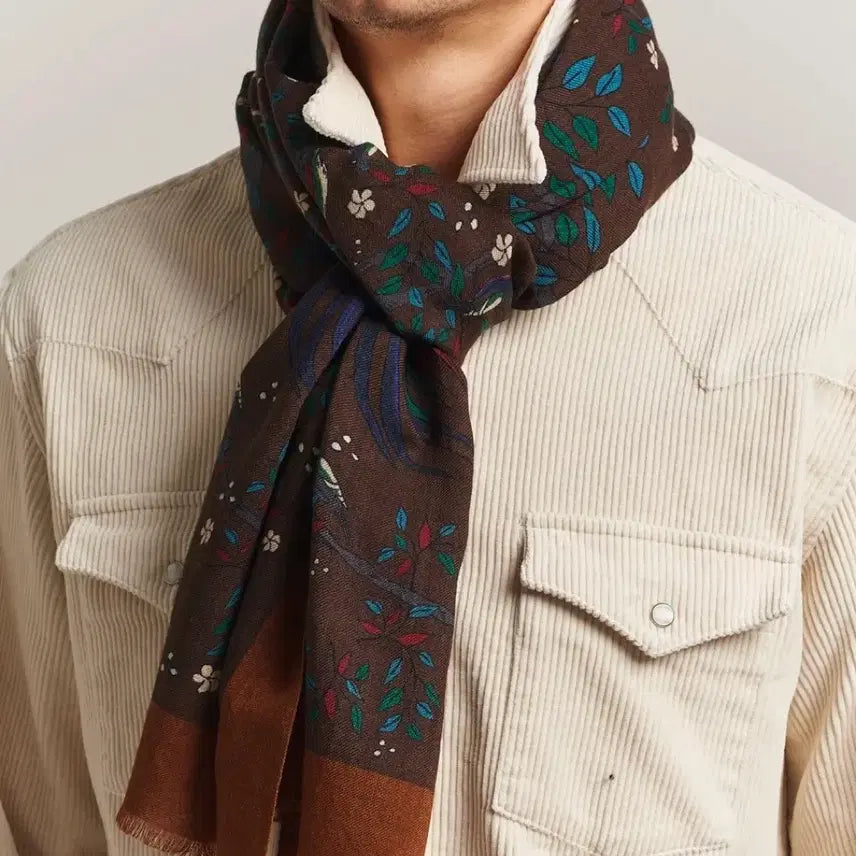 [BUNJANG] Drakes Bird of Paradise Scarf Brown / 드레익스 버드 오브 파라다이스 스카프 브라운