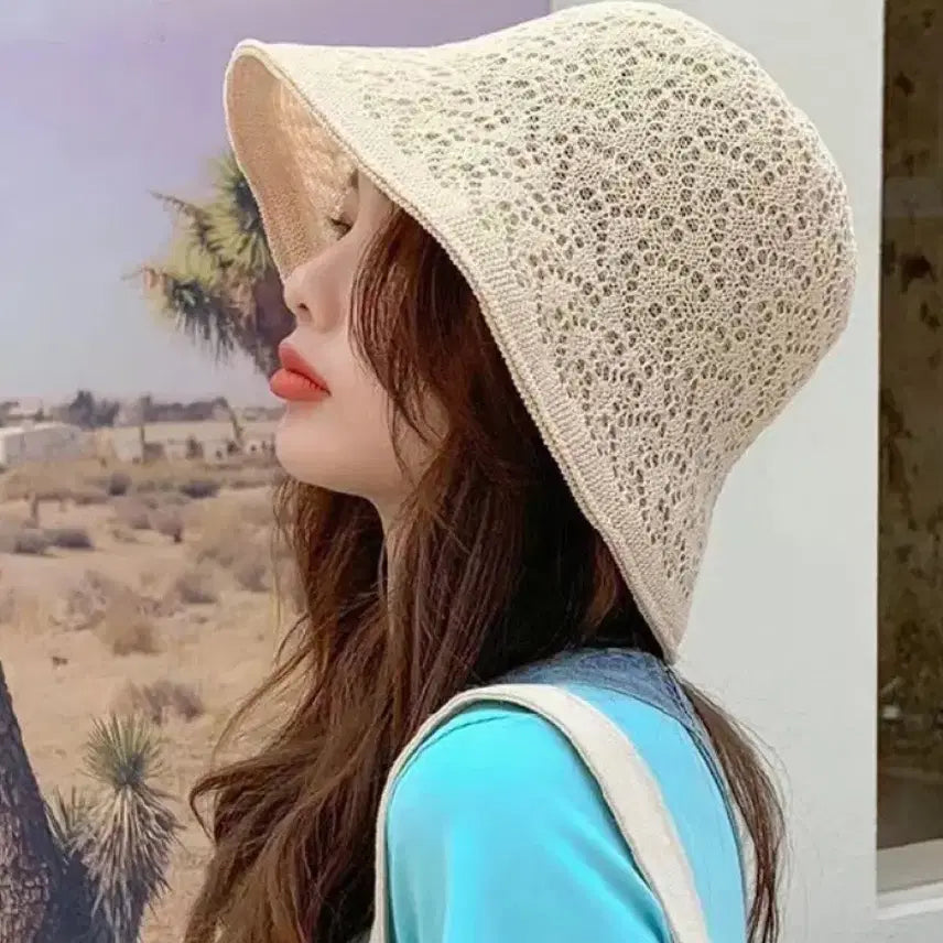 [BUNJANG] Knit Punching Bucket Hat / [새상품] 니트 펀칭 버킷햇 벙거지 모자