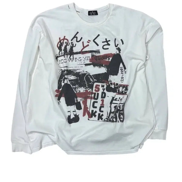 [BUNJANG] QAP Long Sleeve Cream T-Shirt / qap 롱슬리브-크림 긴팔티셔츠