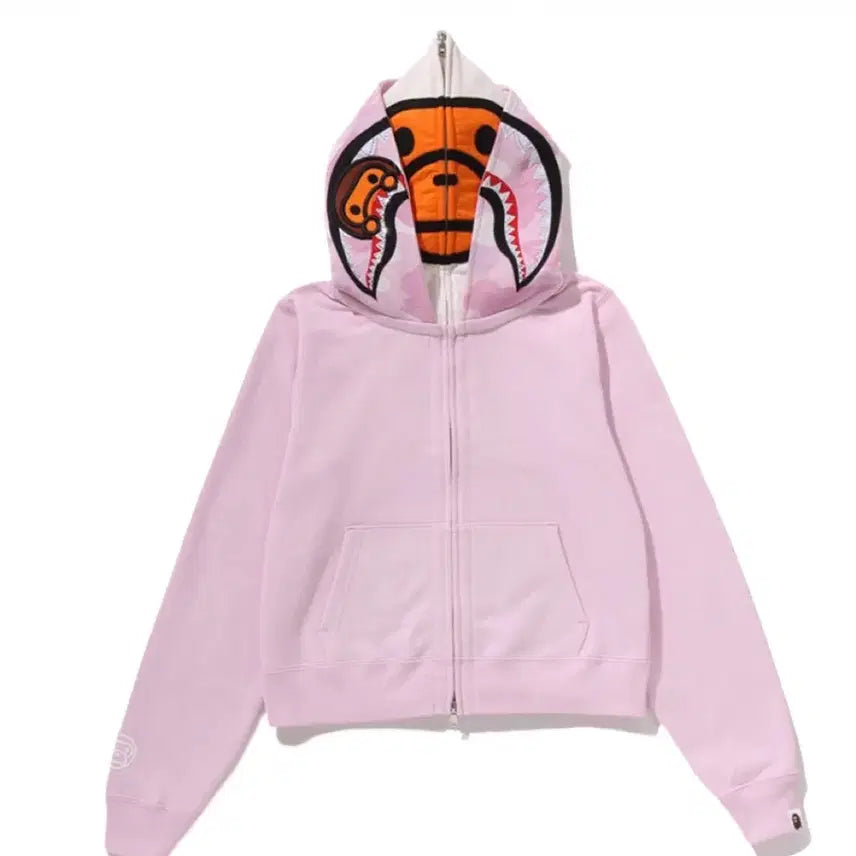[BUNJANG] BAPE Milo Shark Crop Hoodie Pink S / 베이프 마일로 샤크 크롭 후드집업 핑크 s