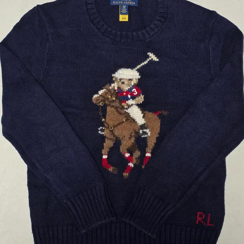 [BUNJANG] Polo Ralph Lauren Navy Big Pony Knit (Size S/P 8) / 폴로 랄프로렌 네이비 빅포니 니트 S/P (8) 마른 44 15xcm 여성추천