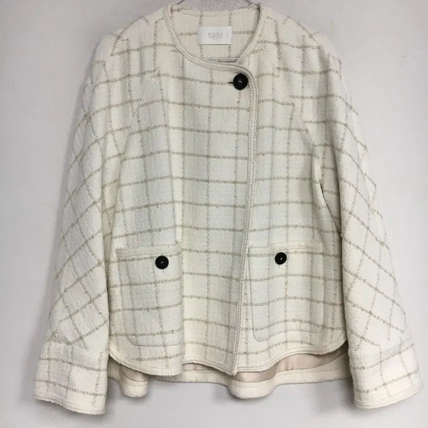 [BUNJANG] SJYP Wool Blend Collarless Jacket 66 / 22 SJSJ 에스제이 울 블렌드 칼라리스 자켓 66