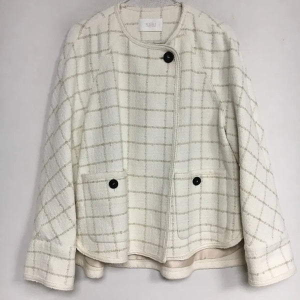 [BUNJANG] SJYP Wool Blend Collarless Jacket 66 / 22 SJSJ 에스제이 울 블렌드 칼라리스 자켓 66