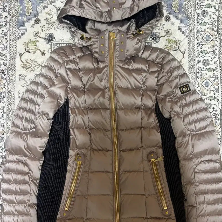 [BUNJANG] Bogner Women's Padded Down Jacket - Glossy Beige with Gold Zipper / 보그너 여성 패딩 골드 지퍼 글로시베이지 90
