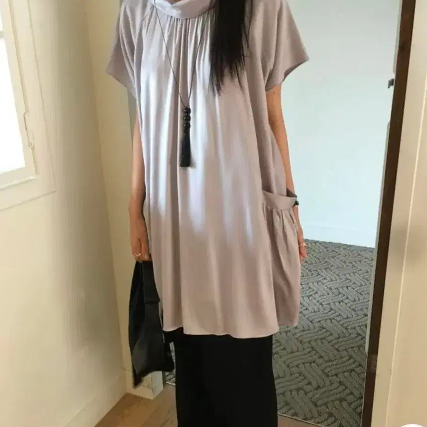 [BUNJANG] Halterneck Flare Pocket Chiffon Midi Dress / 지그재그 에이블리 홀터넥 플레어 포켓 쉬폰 미디 원피스