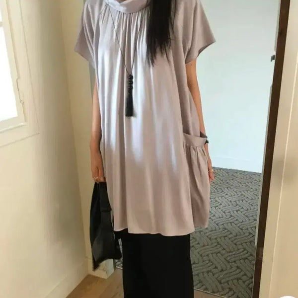 [BUNJANG] Halterneck Flare Pocket Chiffon Midi Dress / 지그재그 에이블리 홀터넥 플레어 포켓 쉬폰 미디 원피스