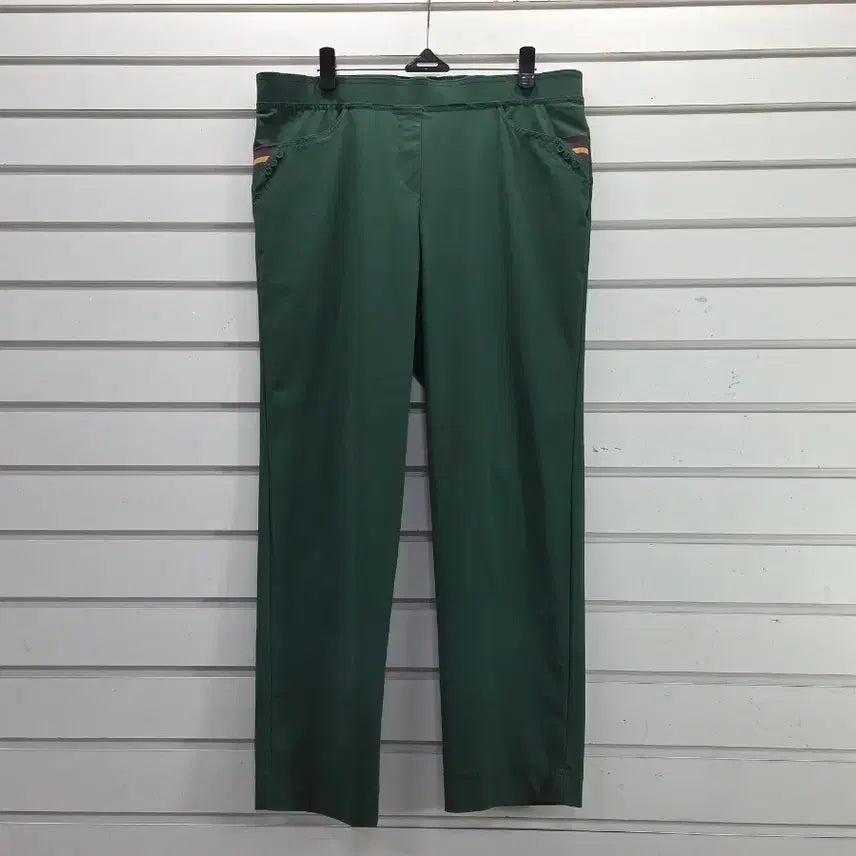 [BUNJANG] Green Button Accent Elastic Waist Pants / 그린 단추장식 부인복 밴딩바지 88/보물찾기천사