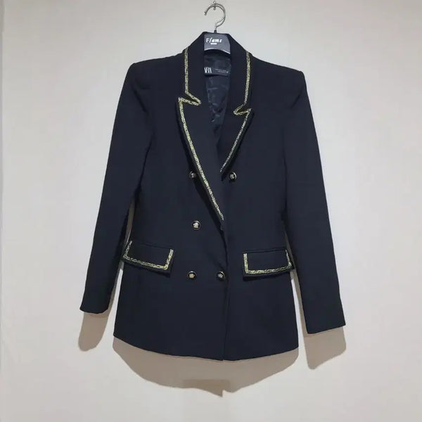 [BUNJANG] Zara Black Double Button Jacket with Gold Trim / 자라 블랙 금장 테두리 더블 버튼 자켓