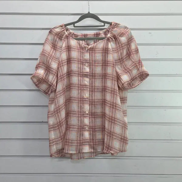 [BUNJANG] Roem Checkered Blouse / 로엠 체크무늬  블라우스 66/보물찾기천사
