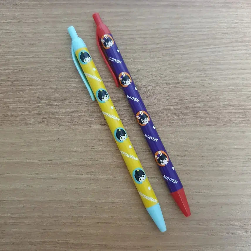 [BUNJANG]  잠뜰 Pixelí Bam Bo Nun Kakbyeol Suhyeon Ballpoint Pens Bundle Set / 잠뜰 픽셀리 밤보눈 각별 수현 볼펜 2개 일괄