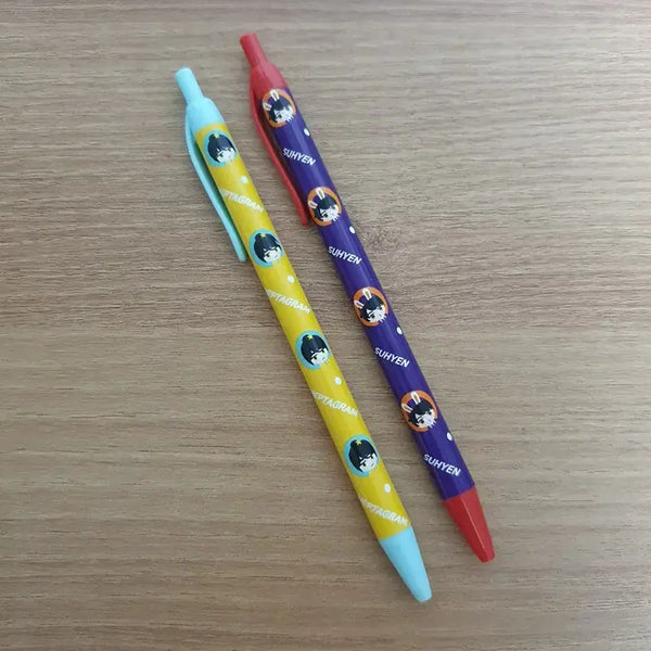 [BUNJANG]  잠뜰 Pixelí Bam Bo Nun Kakbyeol Suhyeon Ballpoint Pens Bundle Set / 잠뜰 픽셀리 밤보눈 각별 수현 볼펜 2개 일괄