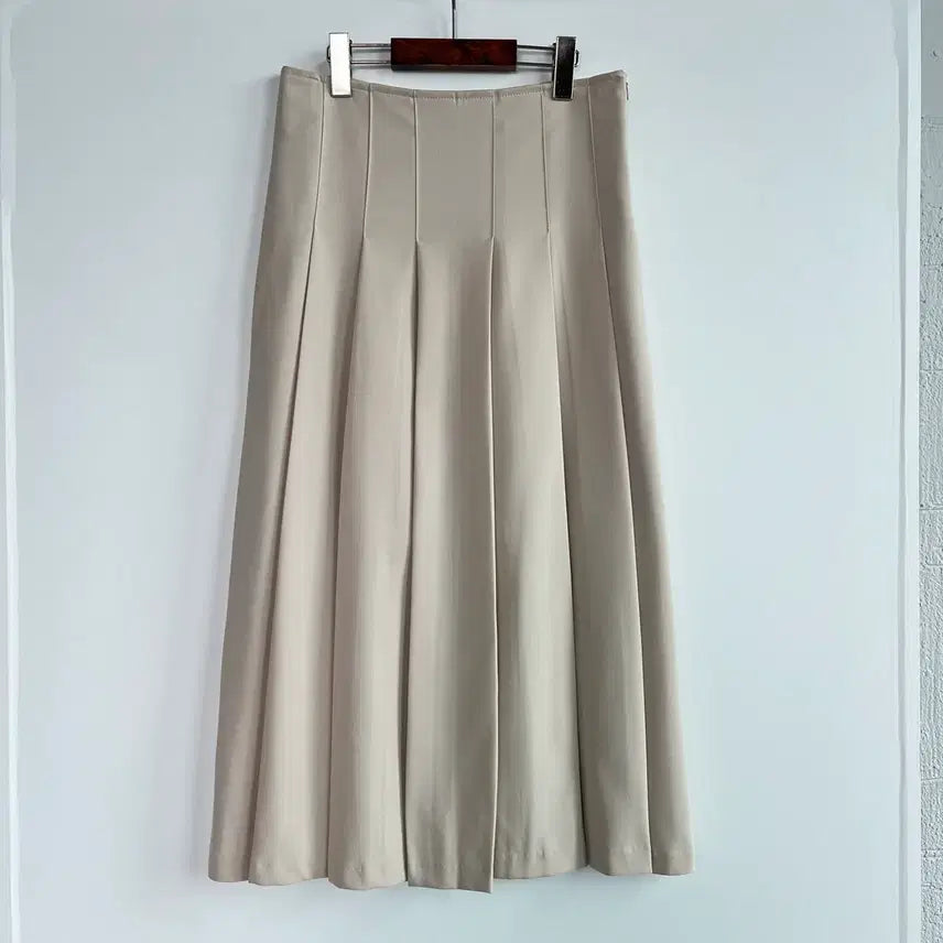 [BUNJANG] La Marron Pleats Long Skirt Beige / 라 마르 마론 플리츠 롱 베이지 스커트