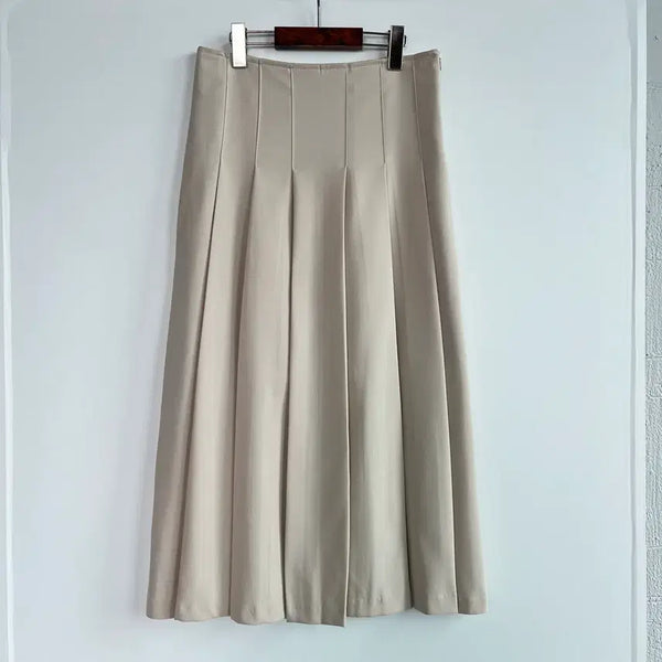 [BUNJANG] La Marron Pleats Long Skirt Beige / 라 마르 마론 플리츠 롱 베이지 스커트