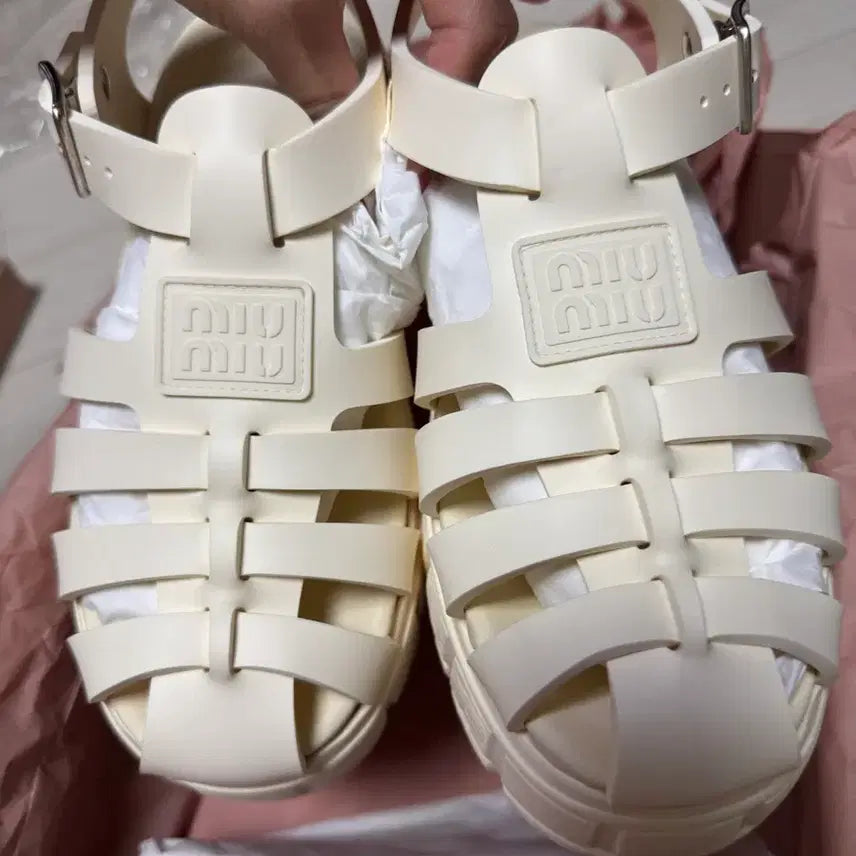 [BUNJANG] Miu Miu Platform Sandals Ivory Size 37 / 미우미우 플랫폼샌들
