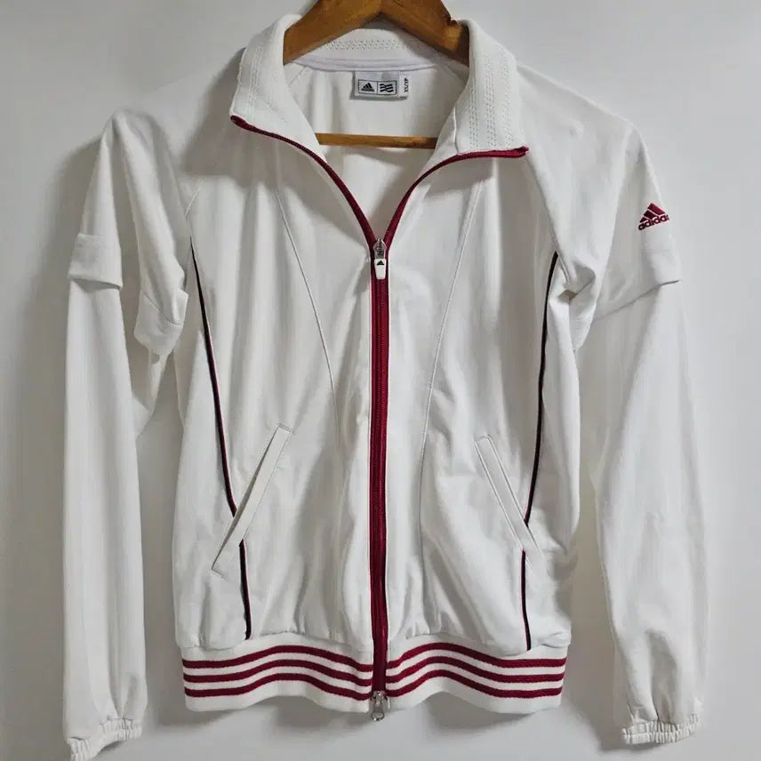 [BUNJANG] Adidas Vintage Burgundy Line Zip-Up Jacket Women's XS / [XS/85] 아디다스 빈티지 버건디 라인 집업 자켓 (상태 최상)