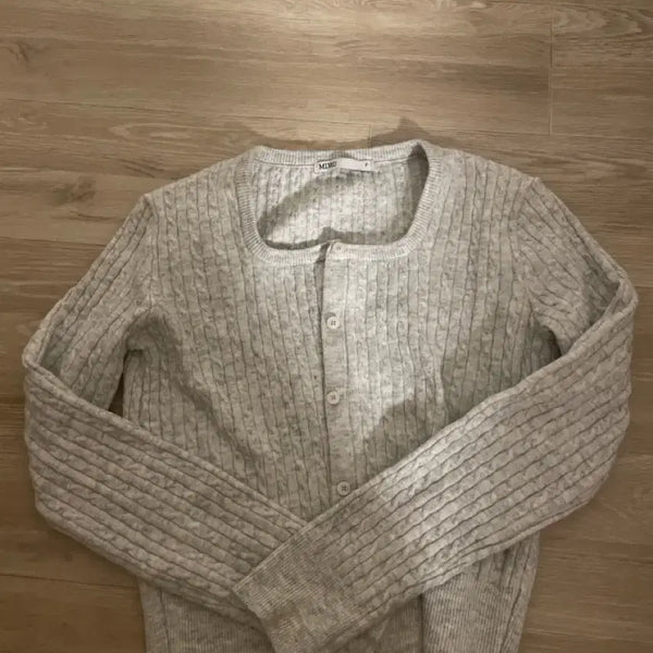 [BUNJANG] U-Neck Grey Cardigan (Free Size) / U넥 그레이 거디건 F사이즈