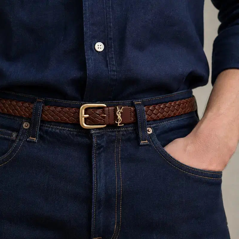 [BUNJANG] Saint Laurent YSL Cassandra Brown Leather Belt / 새상품) 생로랑 YSL 카산드라 브라운 가죽 벨트 - 반값세일!!!