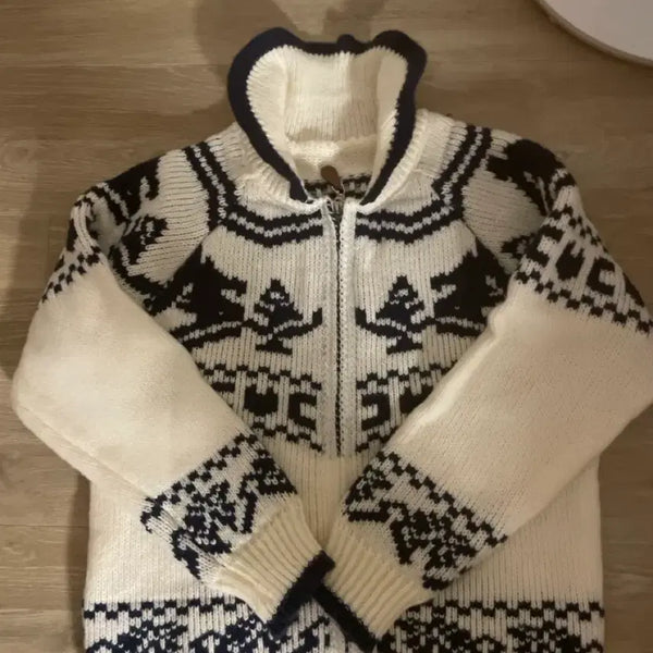 [BUNJANG] Navy Pattern Long Sleeve Knit / 가을 긴팔니트