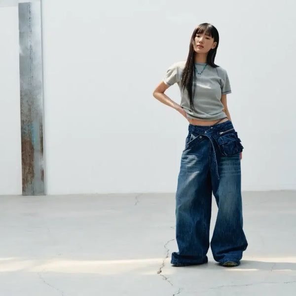 [BUNJANG] 999 Humanity Stitch Line T-Shirt Melange Grey / (새상품) 999휴머니티 스티치 라인 반팔티셔츠 멜란지 그레이