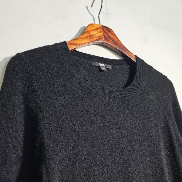 [BUNJANG] Uniqlo 100% Cashmere Knit Sweater Black C745 / 유니클로 캐시미어 100% 니트 C745