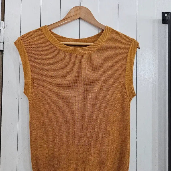 [BUNJANG] Women's U-Neck Knit Vest - Camel, Free Size / 새상품 여성 니트조끼 Free 카멜 U넥 니트 조끼 기본핏 베스트