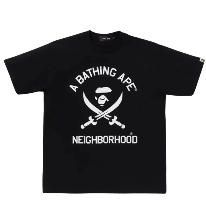 [BUNJANG] Bape x Neighborhood Short Sleeve T-Shirt (Black) / 베이프 x 네이버후드 반팔 티셔츠 (블랙)