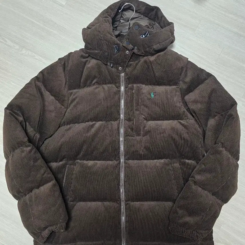 [BUNJANG] Polo Gingham Corduroy Padded Jacket Brown XL / 폴로 고햄 코듀로이 패딩 브라운- xl