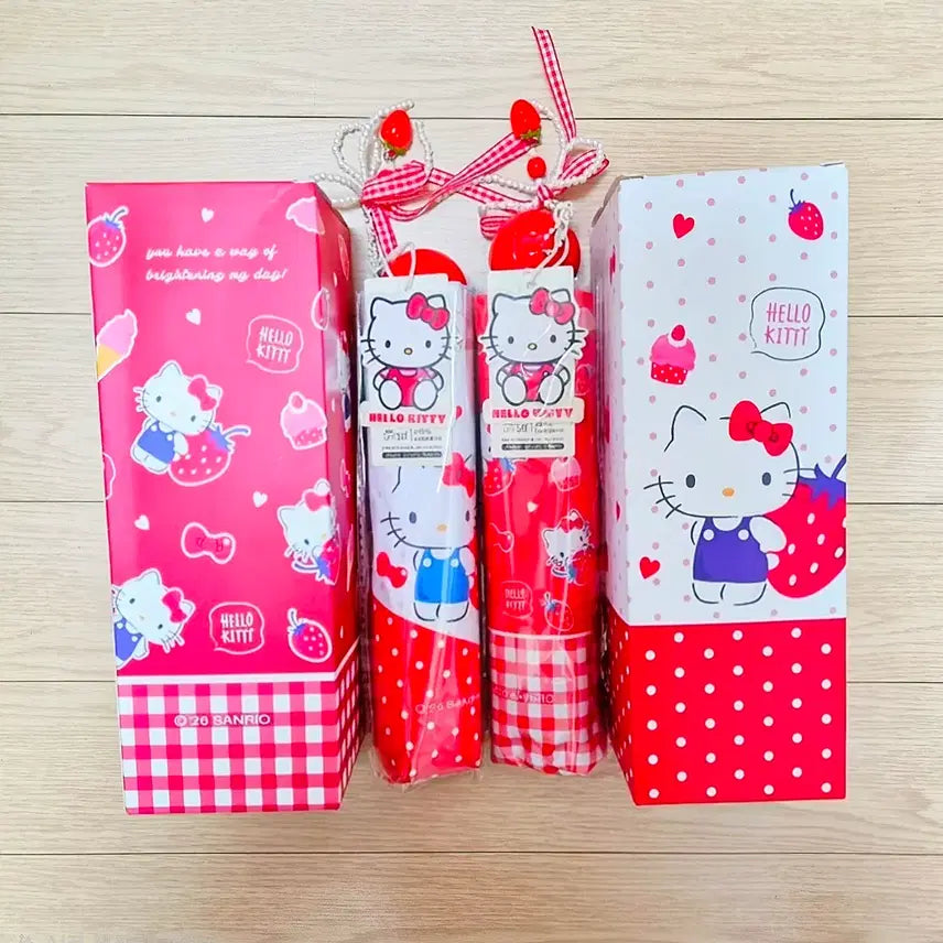 [BUNJANG] Hello Kitty Pearl Strawberry Charm Sun Umbrella / 헬로키티 진주딸기장식 스트랩 암막양우산  팝니다~